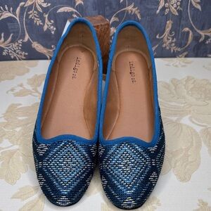 Indigo Rd. Teal Boho Festival Fabric Flats Shoes Women's Size 9.5M